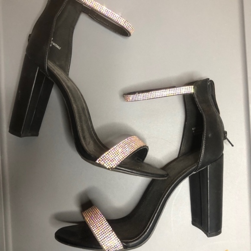 Black Heels with Gems Size 9 - Picture 4 of 5